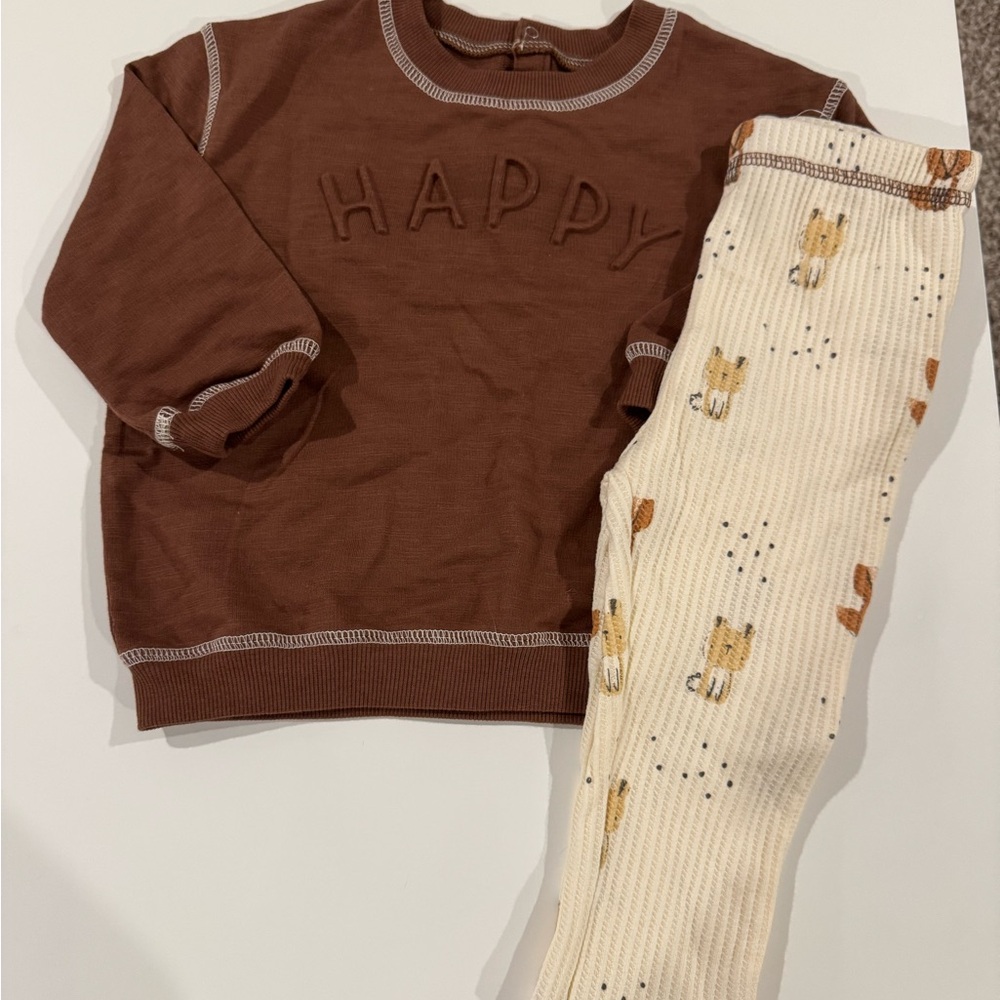 Cozy Kids Brown and Cream Pajama Set
